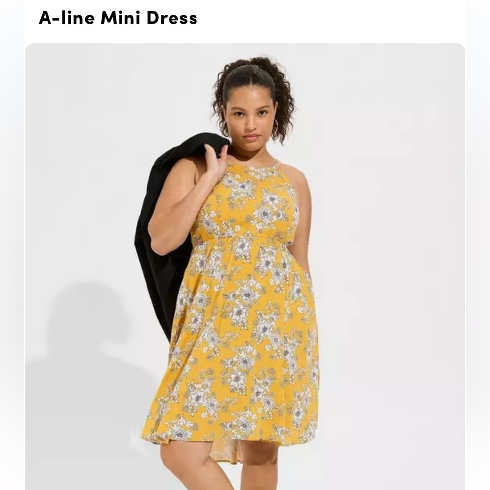 Torrid Size 3 Yellow Halter Dress - Used, Good Condition